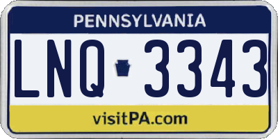 PA license plate LNQ3343