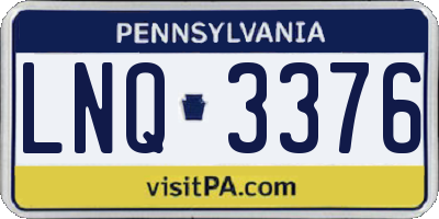 PA license plate LNQ3376
