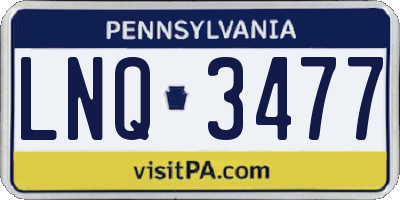 PA license plate LNQ3477