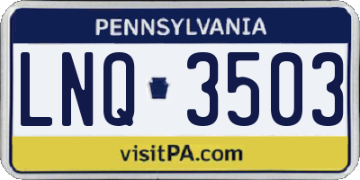 PA license plate LNQ3503