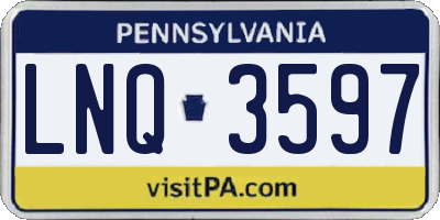 PA license plate LNQ3597