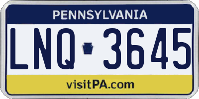 PA license plate LNQ3645