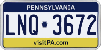 PA license plate LNQ3672
