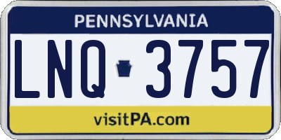 PA license plate LNQ3757