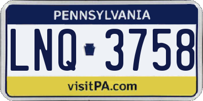 PA license plate LNQ3758