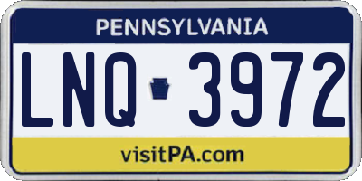 PA license plate LNQ3972