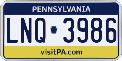 PA license plate LNQ3986
