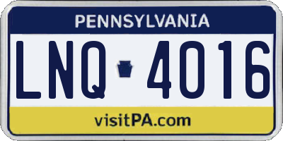 PA license plate LNQ4016