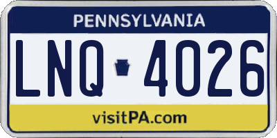 PA license plate LNQ4026