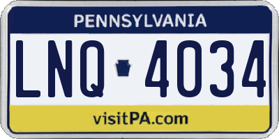 PA license plate LNQ4034