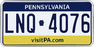 PA license plate LNQ4076