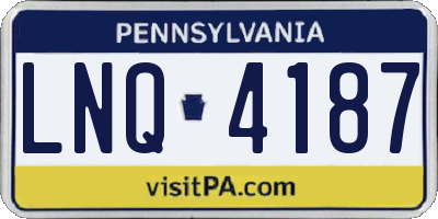 PA license plate LNQ4187