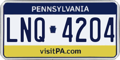 PA license plate LNQ4204