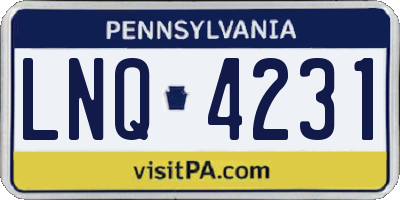 PA license plate LNQ4231
