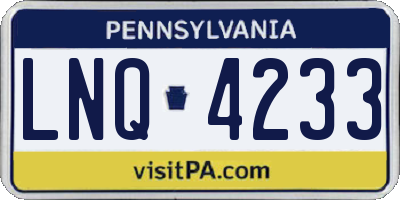 PA license plate LNQ4233