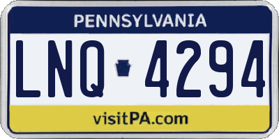 PA license plate LNQ4294