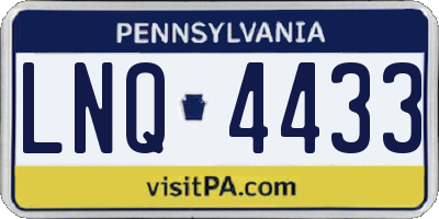 PA license plate LNQ4433