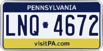 PA license plate LNQ4672