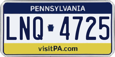 PA license plate LNQ4725