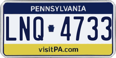 PA license plate LNQ4733