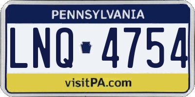 PA license plate LNQ4754