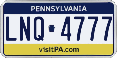 PA license plate LNQ4777