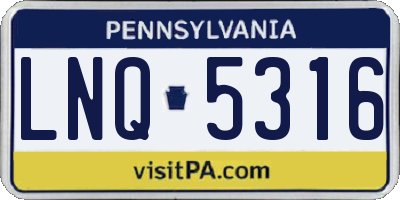 PA license plate LNQ5316