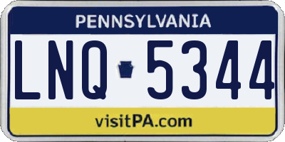 PA license plate LNQ5344