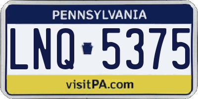 PA license plate LNQ5375