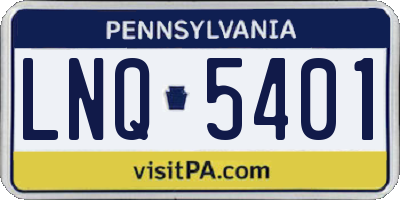 PA license plate LNQ5401