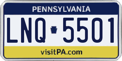 PA license plate LNQ5501