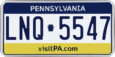 PA license plate LNQ5547