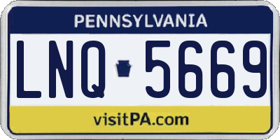 PA license plate LNQ5669