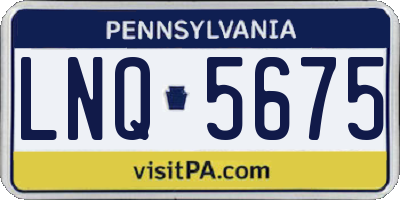 PA license plate LNQ5675