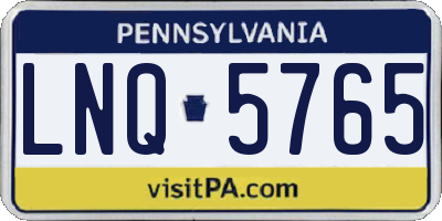 PA license plate LNQ5765
