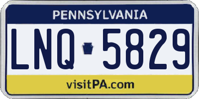 PA license plate LNQ5829