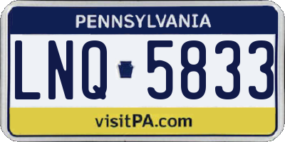 PA license plate LNQ5833