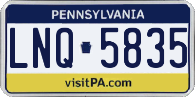 PA license plate LNQ5835