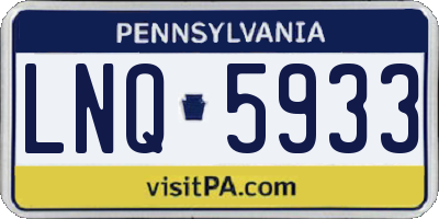 PA license plate LNQ5933