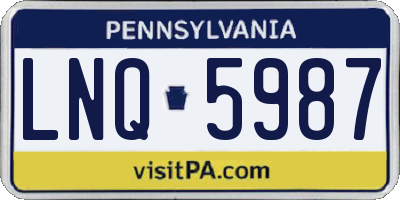 PA license plate LNQ5987