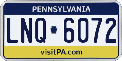 PA license plate LNQ6072
