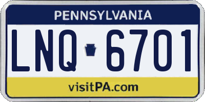 PA license plate LNQ6701