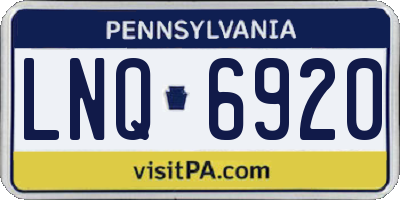 PA license plate LNQ6920