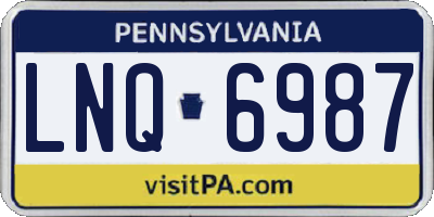 PA license plate LNQ6987