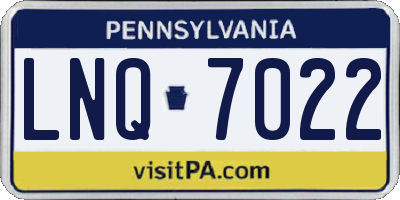 PA license plate LNQ7022
