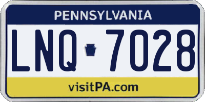 PA license plate LNQ7028