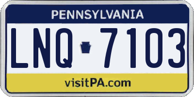 PA license plate LNQ7103