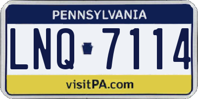 PA license plate LNQ7114
