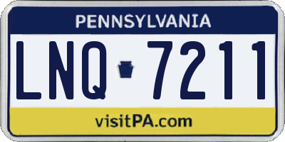 PA license plate LNQ7211