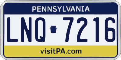 PA license plate LNQ7216